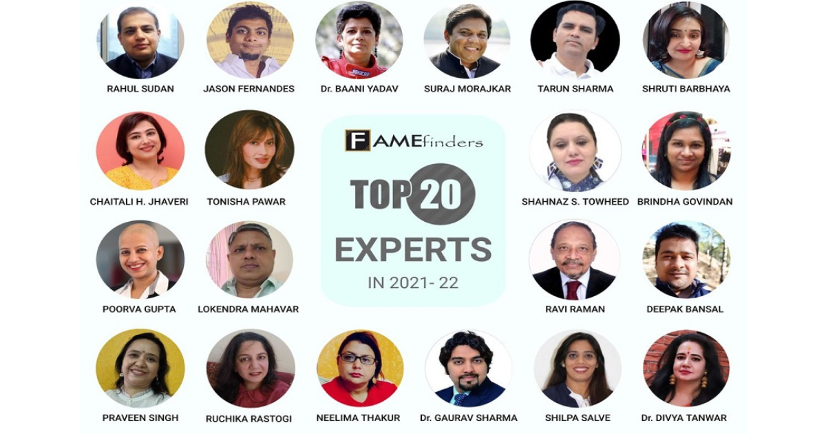 Top 20 Industry Experts of the year 2021-22 unveiled in virtual award ceremony conducted by Fame Finders